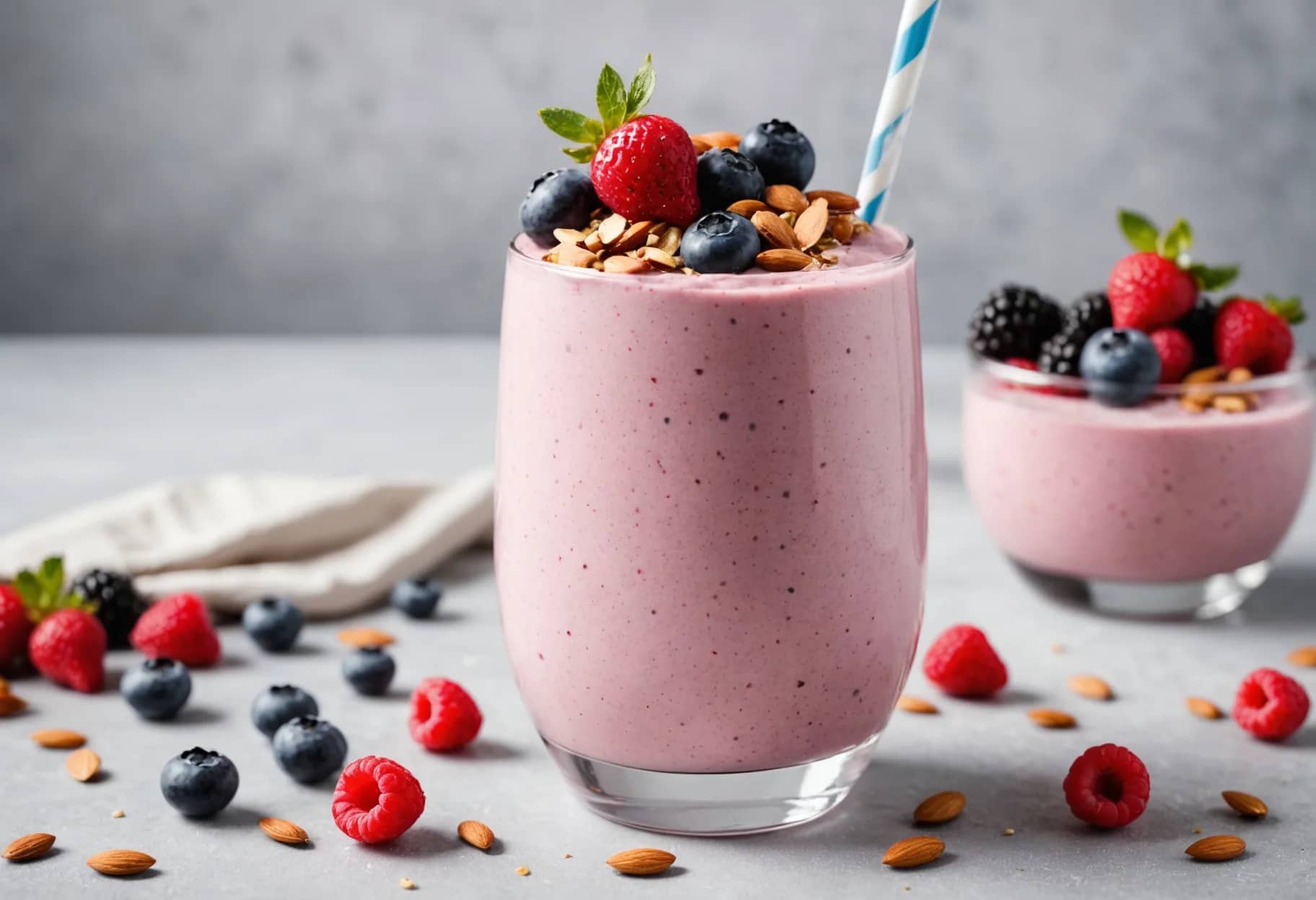 Greek Yogurt, Berry & Almond Smoothie