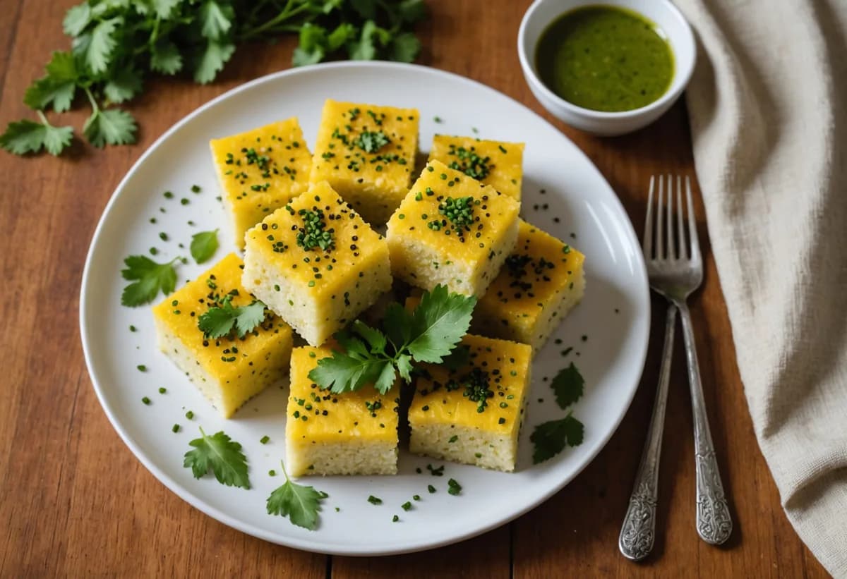 Chana Dal Dhokla (Steamed Lentil Cakes)