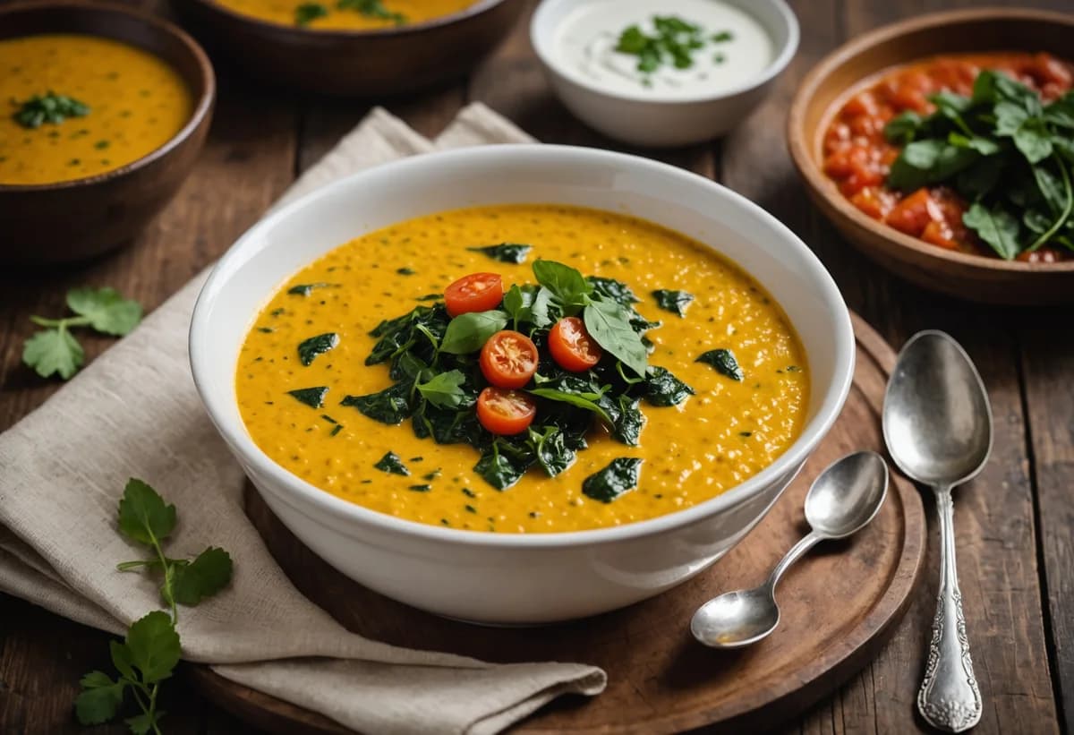 Masoor Dal with Spinach & Tomato Tadka