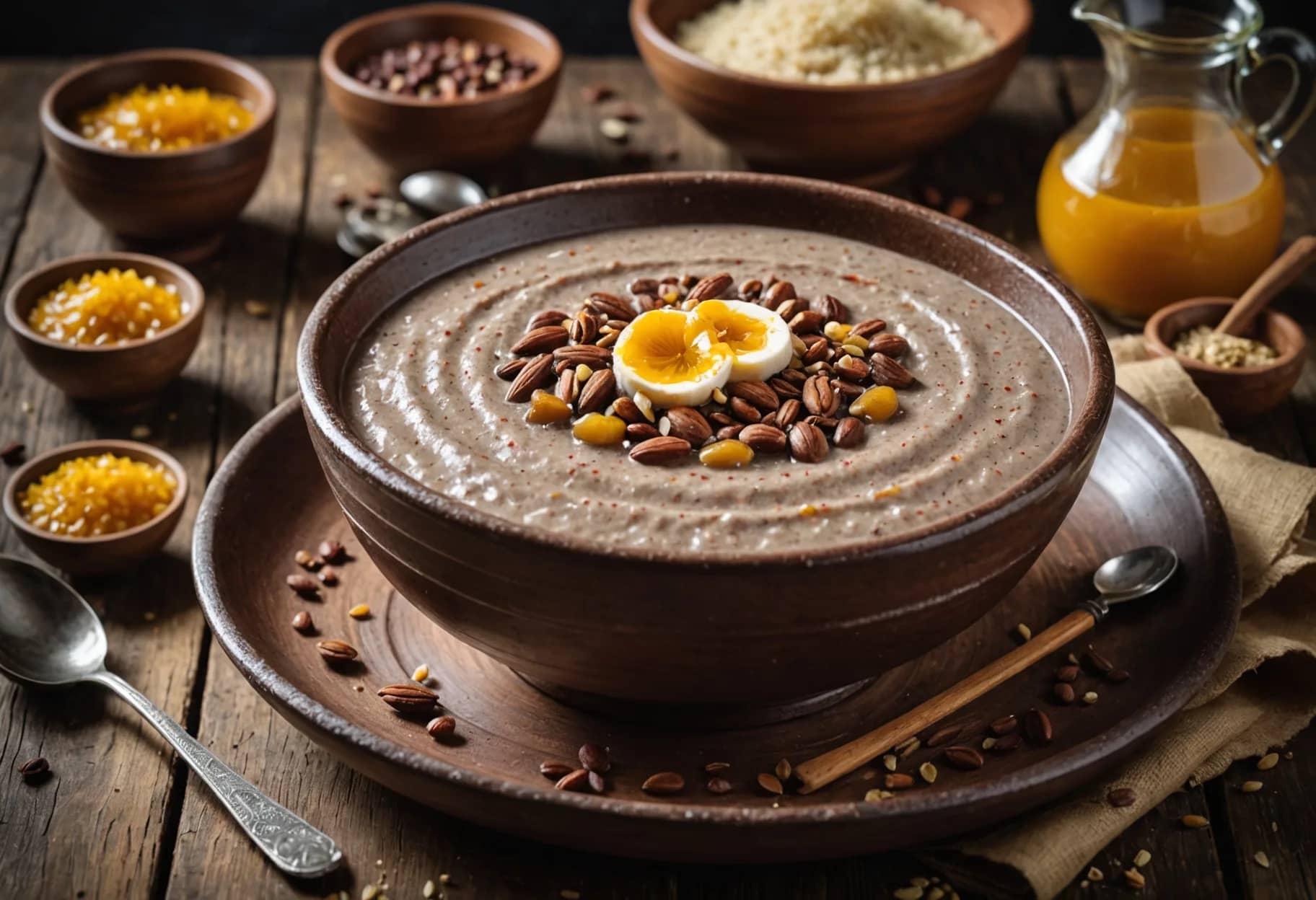 Ragi Porridge with Ghee and Jaggery