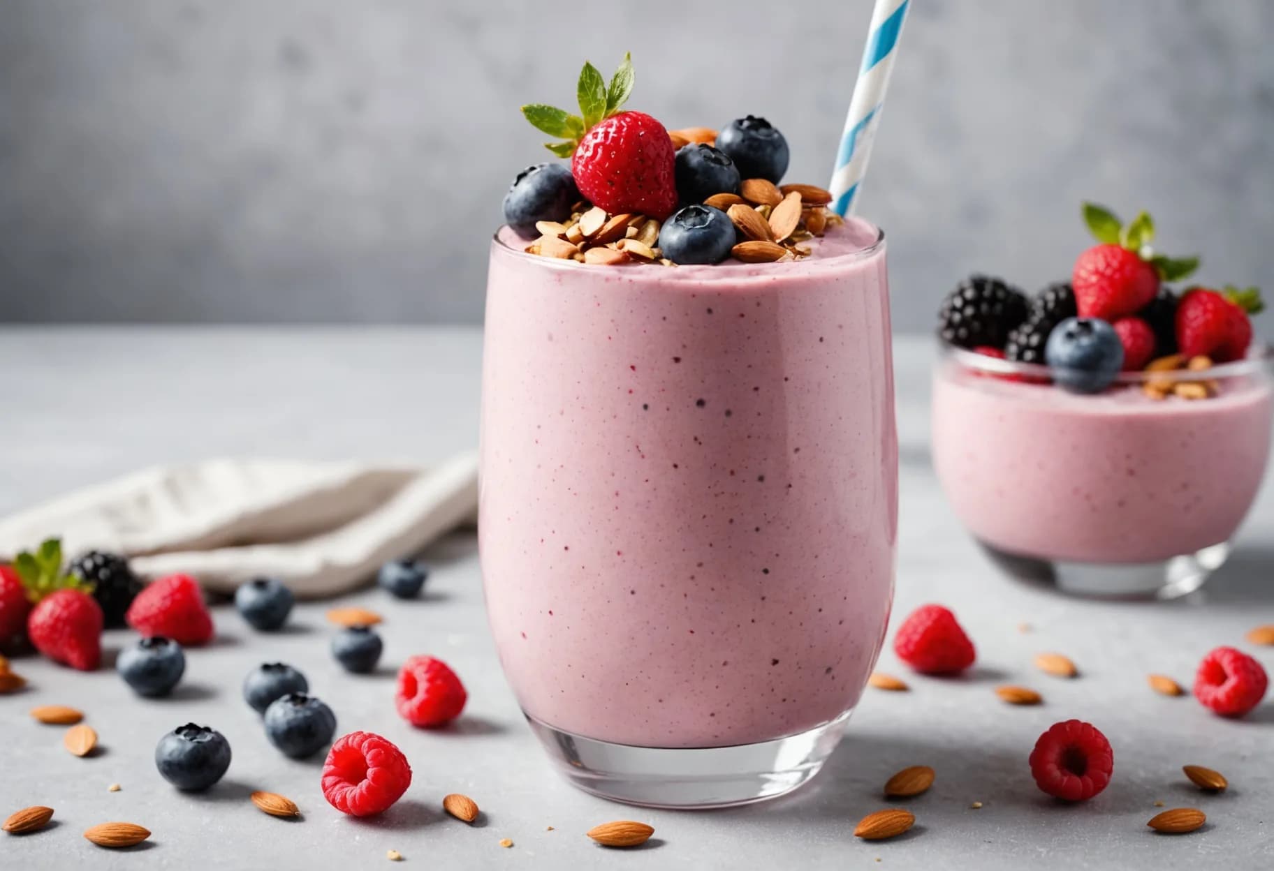 Greek Yogurt, Berry & Almond Smoothie