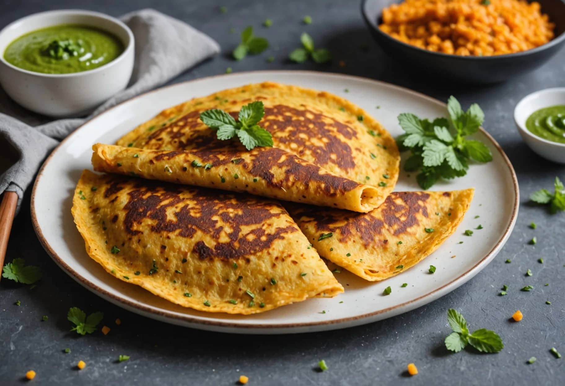 Moong Dal Chilla with Vegetables