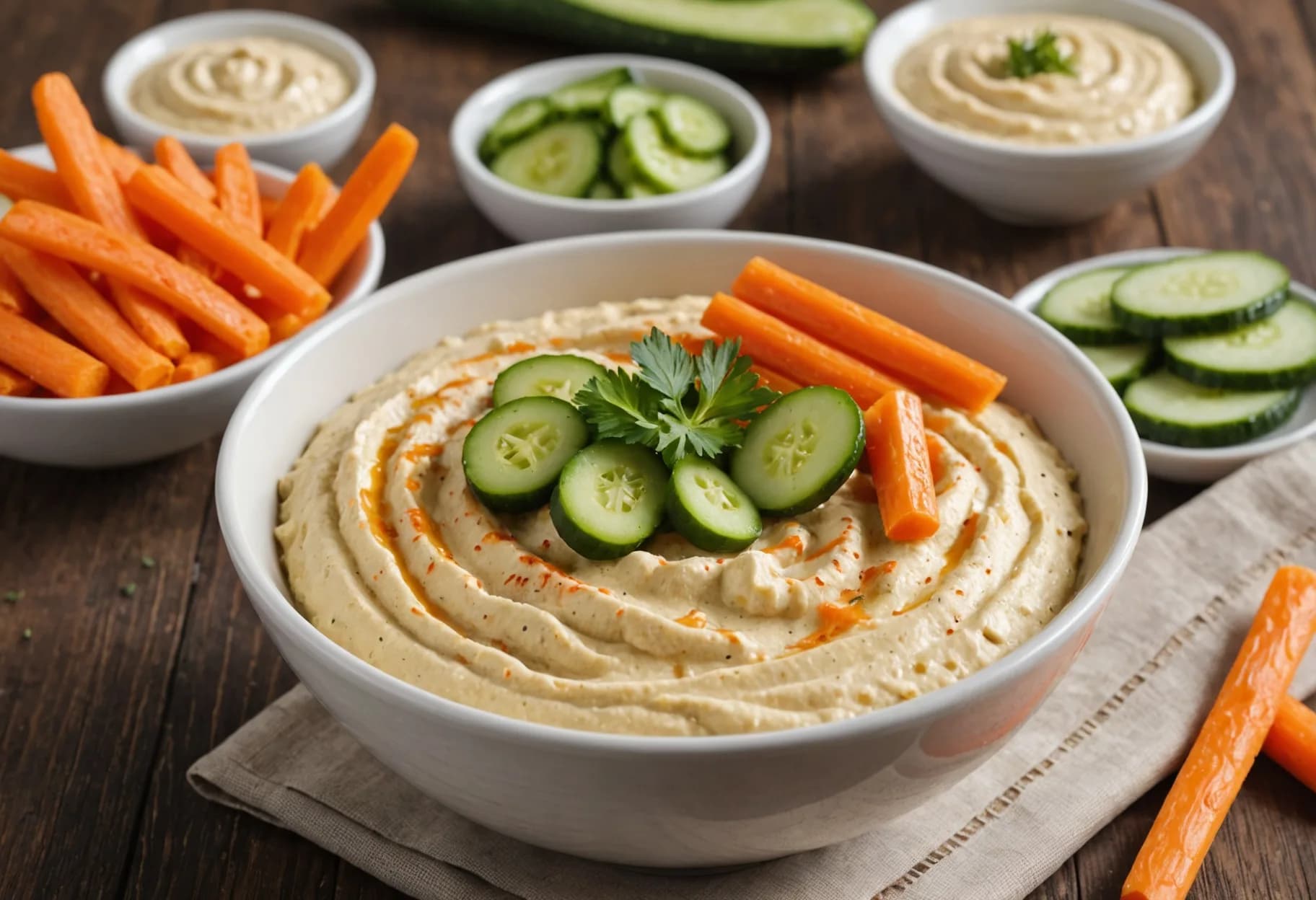 Hummus with Whole Wheat Pita & Veggies